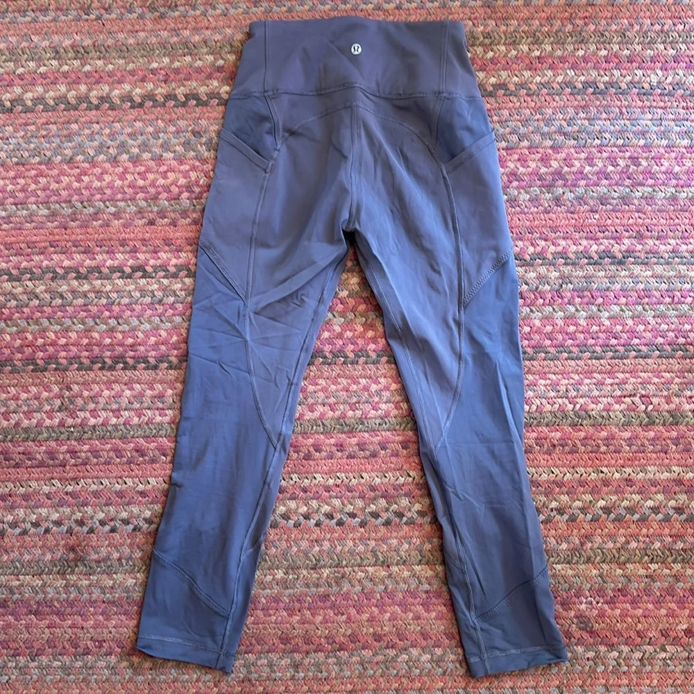 LULULEMON GREY CROP RUN ATHLETIC LEGGINGS